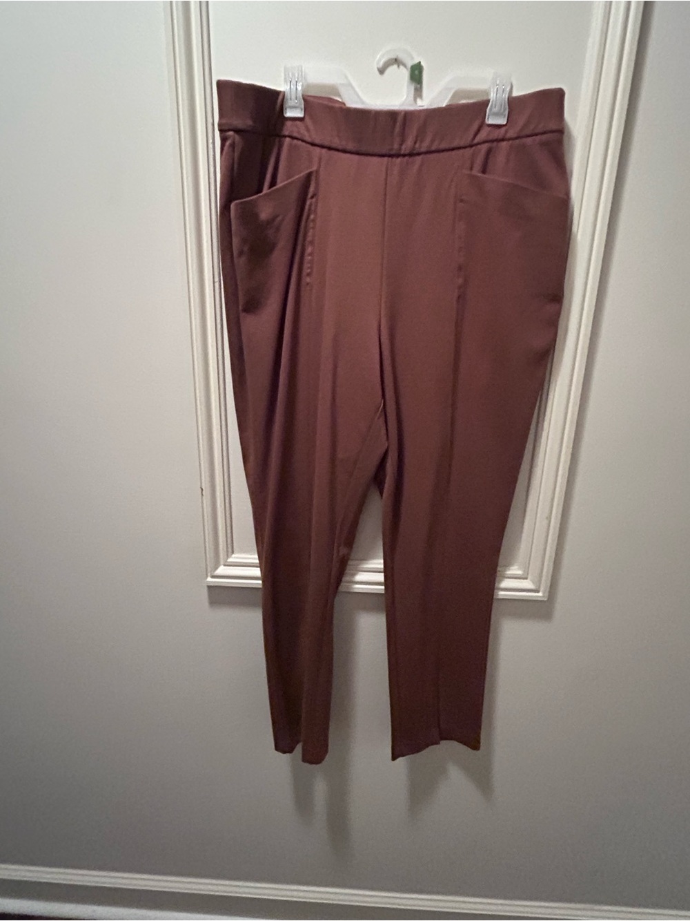 Ava & Viv Cropped High-Rise Ponte Pants in Brown